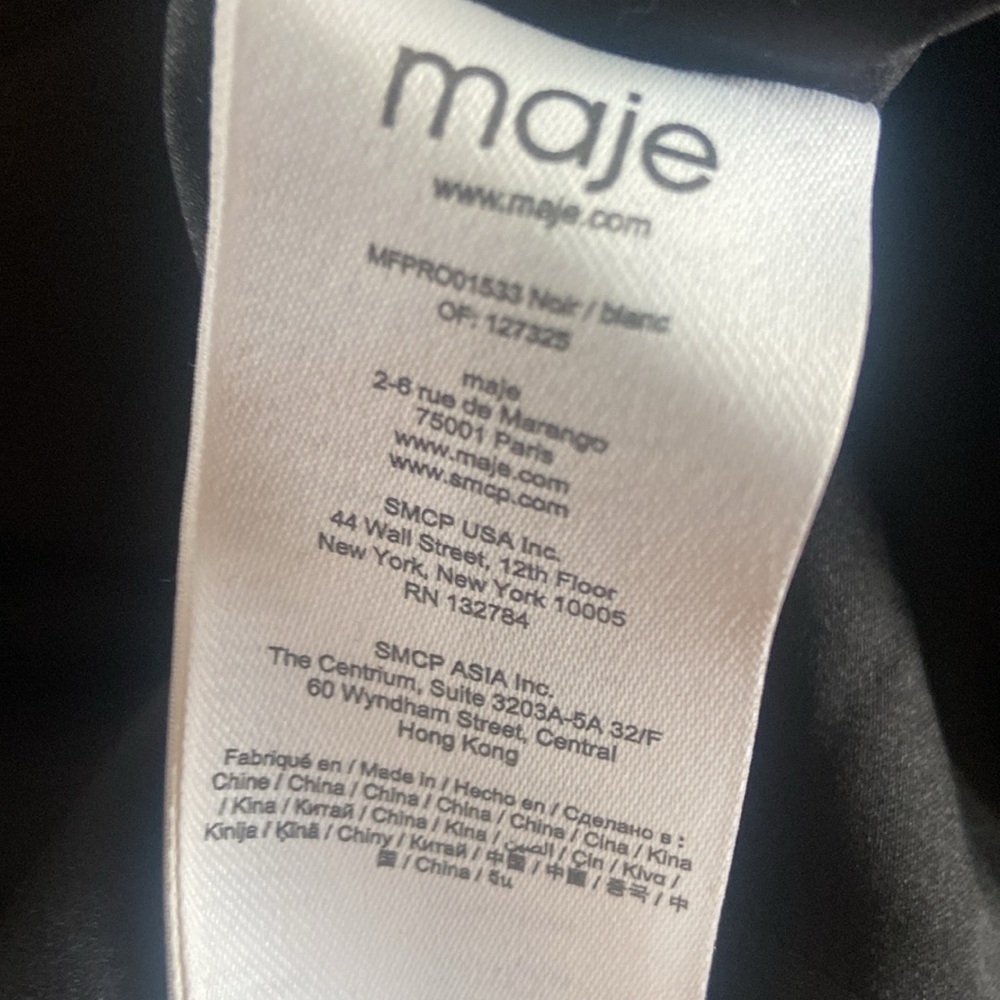 Maje Rivoli Micro-Floral Embroidered Midi Black Dress French Size 38, US Size S - Picture 9 of 10